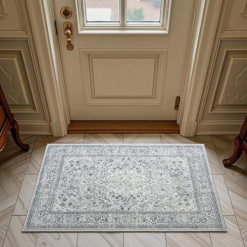 Washable Rug 4x6, Beige Area Rugs Non Slip, Indoor Low Pile Carpet with Rubber Backing for Living Room Kitchen Bathroom Entryway Office Bedroom in Kuwait