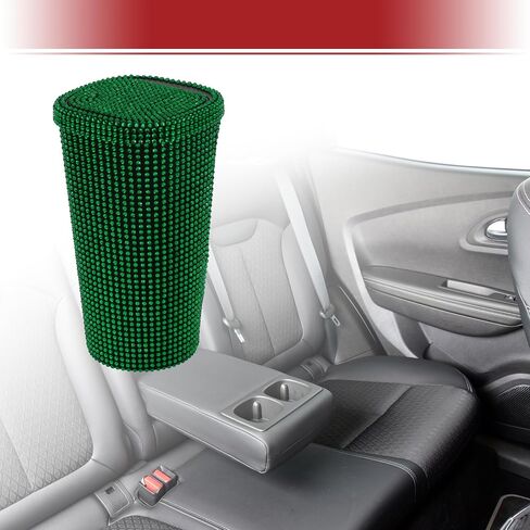 ACROPIX Car Trash Can Trash Bin Rhinestones Portable 3.5" Length 3.5" Width 6.3" Height Red Rhinestone Plastic in Kuwait