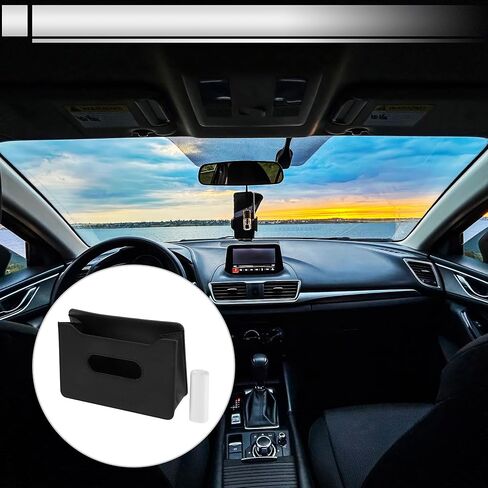 1 Set Universal Car Trash Can Hanging 7.9" Length 2.8" Width 5.5" Height Trash Bin with Garbage Bag Beige Faux Leather in Kuwait