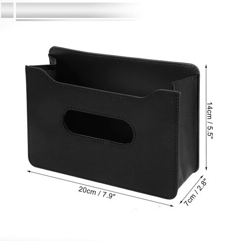 1 Set Universal Car Trash Can Hanging 7.9" Length 2.8" Width 5.5" Height Trash Bin with Garbage Bag Beige Faux Leather in Kuwait