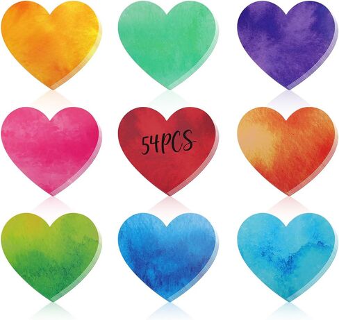 54 PCS Paper Heart Atouts ، Double Valentine Day Class Classroom Bulletin Poard Secorts Party Supplies (Heart Watercolor) in Kuwait