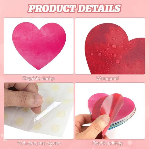 54 PCS Paper Heart Atouts ، Double Valentine Day Class Classroom Bulletin Poard Secorts Party Supplies (Heart Watercolor) in Kuwait