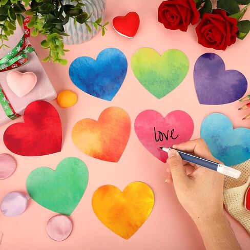 54 PCS Paper Heart Atouts ، Double Valentine Day Class Classroom Bulletin Poard Secorts Party Supplies (Heart Watercolor) in Kuwait