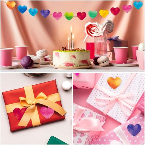 54 PCS Paper Heart Atouts ، Double Valentine Day Class Classroom Bulletin Poard Secorts Party Supplies (Heart Watercolor) in Kuwait