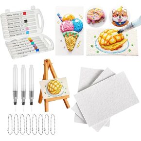﻿Magic Puffy Paint, 3D Drawing Magic Canvas Sponge, DIY Bubble Drawing Pens Art Supplies,Puffy Popcorn Magics Foam Texture Painting Kit