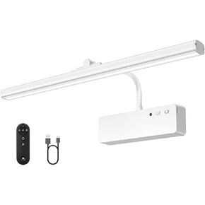 Picture Light, 15.35inch Wireless Picture Lights for Wall Rechargeable, 5400mAh Battery Wall Light with Remote, 3 Color Art Lighting for Paintings with Timer and Dimmable for Display, Gallery (Gold)
