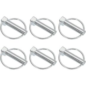 PATIKIL M12x50 mm Tractor Lynch Pin with Ring, 6 Pcs Heavy Duty Assortment Kit Lock Pin Clips for Tractors Trailer Farm Trucks Mowers, Silver Tone