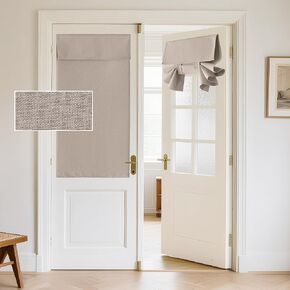 Ryb Home 100 ٪ Blackout Linen Door Window Strtains for French Door ، Tricia Room Darkening kondaive privacy اطمئز إلى الستائر المعزولة الحرارية لنافذة زجاج المطبخ ، W 26 × L 40 ، لوحة واحدة ، رمال