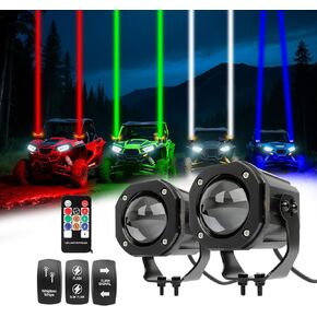 ضوء سوط الليزر لـ UTV ATV Can Am Polaris RZR SXS ، 2PCS LED LED PODS RGBW مع إشارة ضوء المطار