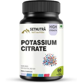 Potassium Citrate 800Mg Electrolyte Balance Kidney & Muscle Support 60 Vegan Non GMO Gluten Free Capsules