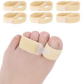 6 Pieces Broken Toe Wrap, Hammer Toe, Elastic Fabric Toe Splint Toe Straightener, Toe Cushioned Bandages Finger Protectors Straightener Hammer Toe Separators