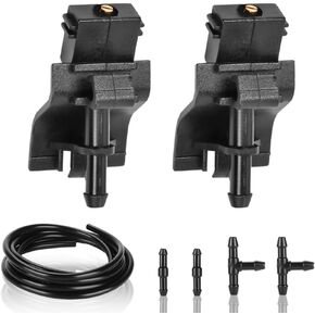 Front Windshield Washer Nozzles Kit 2 Meters Windshield Washer Hose with 4 pcs Connectors - Compatible for Scion xD 1.8L L4 - Gas 2008-2014 [Base] - Replace Part 85381-12300, 85381-30110
