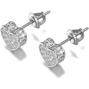 18k Gold Plated Heart Stud Earring For Women Earring Screw Back Iced Out Cubic Zirconia Micropave Fashion Jewelry SENTERIA