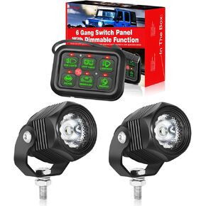 2pcs Small LED Pods Light Light + 6 Gang Switch Kit