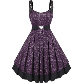 ROSE GAL Women Plus Size 1950s Vintage Floral Lace Jacquard Belt Fit and Flare Dress Cocktail Party Dress