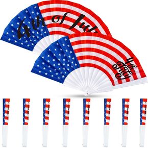 Geelin 12 Pack 4th of July Hand Fans American Flag Folding Fabric Fans for Independence Day, Patriotic Celebration, Parade Pride Party