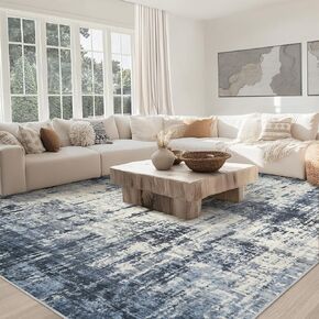 Area Rug Living Room Rugs: 8x10 Machine Washable Rug Large Abstract Modern Soft Non Slip Carpet Indoor Thin Low Pile Carpets for Bedroom Under Dining Table Home Office Farmhouse Decor Beige