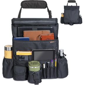 Front Seat Car Organizer with flap – Convertible into Shoulder Bag – Fits Front or Back of Seat – Heavy Duty Car Organizer with Flap with Buckle Closure