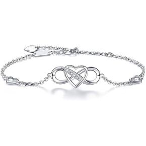 Infinity Heart Ankle Bracelet for Women-Cubic Zirconia Rose Gold，Silver，Gold Summer Beach Stylish Foot Chain Summer Vacation Jewelry Gift for Mom Women
