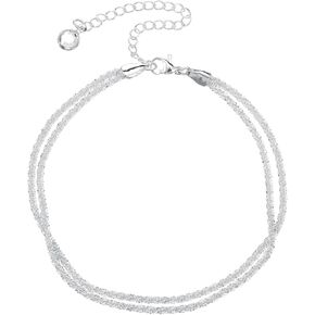 Sterling Silver Ankle Bracelets for Women, Dainty Layered Waterproof Anklet for Women, Simple Chain Anklets Set, Stackable Figaro Beaded Cuban Link Anklets, Beach Jewelry for Her
