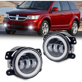 New Version LED Fog Lights Assembly Replacement For 2007-2009 Wrangler 2005-2008 Dodge Magnum 2009 Dodge Journey 06-10 Chrysler PT Cruiser 2005-2010 Chrysler 300 Touring (Includes DRL)