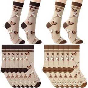 6 Pair Martini Coffee Socks Quirky Funny Novelty Crew Socks for Women Men Happy Gift Set Bright and Colorful Designs One Size Fits Most for Dad Groomsmen Bridesmaid Coffee Lovers