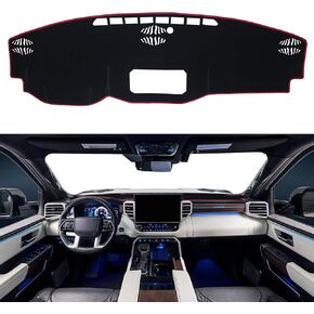 SENSHINE for Tundra Accessories 2022 2023 2024 2025 Sequoia 2023-2025 Dashboard Cover Dash Cover Mat Anti-Slip Center Console Carpet Protector Pad No Glare Sunshield Cover Custom Fit, Black Trim