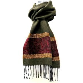 Ladies Celtic Scarf With Fringe, 45% wool and 55% chenille, Made in Scotland
