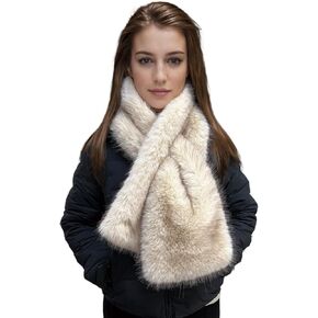 Lina & Lily Oversized Reversible Women's Winter Neck Scarf Wrap Faux Fur Sheepskin Leather