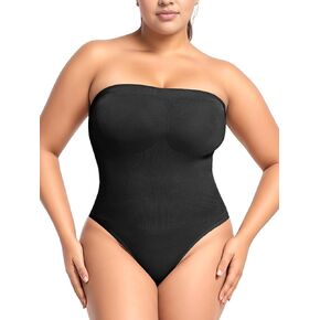 Strapless Shapewear for Women Thong Seamless Tummy Control Tube Top Bodysuits Slimming Butt Lifter Body Shaper