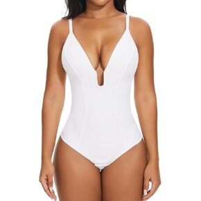 شابين للسيدات العميق u bodysuit مزدوج المبطن المبطن البطن السيطرة على الملابس الثونغ ثونغ بدلات عارية الذراعين كامي دبابة