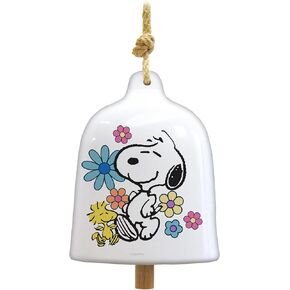 Spoontiques Snoopy Garden Bell - جرس خزفي مزخرف لزخارف الفناء والحديقة ، ديكور داخلي وخارجي