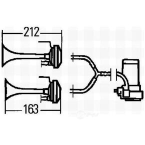 Hella 003001661 Horn Kit Air 2-Trumpet 24V ، Multi
