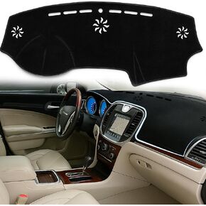 Dash Cover Mat Fit for Chrysler 300 300C 2011 2012 2013 2014 2015 2016 2017 2018 2019 2020 2021 2022 2023 Dashboard Cover All-Black Dash Mat with Anti-Slip Silicone Granules Pad Accessories