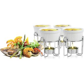 Artestia Butter Warmers for Seafood Set Of 4, Ceramic Candle Warmer, Melted Butter Cups for Lobster, Personal Fondue Set Melted Butter Cups for Seafood, Fondue(Black) in Kuwait