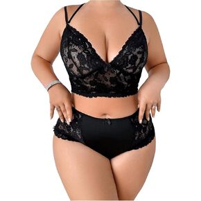 Soly Hux Women's Plus Lege Linger Lingerie مجموعة صدرية لاسلكية ومجموعات داخلية داخلية