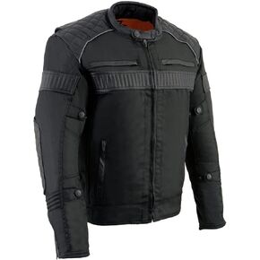 Milwaukee Leather MPM1735 Men's Black Textile Scooter Jacket with Leather Trim
