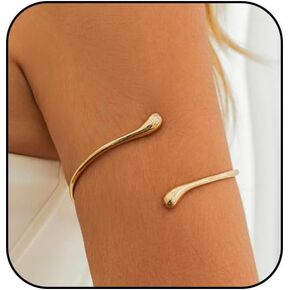 Atiptu Gold Arm Cuff for Women Open Upper Arm Cuff Bangle Adjustable Arm Cuff Bracelet Minimalist Armband Jewelry