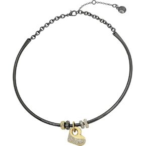 Steve Madden Womens Puffy Heart Charm Wire Necklace