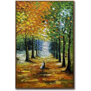 Tiancheng 24x36 بوصة الطلاء الزيت المرسومة باليد ، مشهد غابات المناظر الطبيعية الحديثة على قماش مع إطار خشبي وفن الجدار