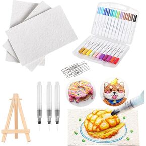 Magic Puffy Paint, 3D Drawing Magic Canvas Sponge, Puffy Popcorn Drawing Texture Painting Kit, DIY Bubble Drawing Pens Art Supplies, Foam Texture Blank Painting Paper (Square)