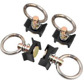 Anina 4 PCS Single Stud Fitting for L Track Latches Secure Buckle with Stainless Steel Circular Ring Aluminum Base 360 Degree Round Ring Rotation for Airline Track Logistic Installation