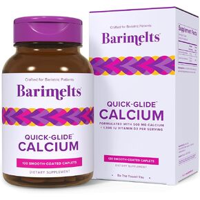 Barimelts Quick-Glide™ Calcium - 120 Smooth-Coated Caplets (1-Month Supply) - Bariatric Calcium Supplements for Women Support Bone Health After Bariatric Surgery