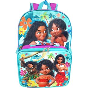 حقيبة ظهر Ruz Moana Girl 16 بوصة مع مجموعة صندوق غداء مطابقة قابلة للإزالة (أخوات Moana-Ocean)