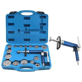 Pneumatic Brake Caliper Compression Tool, 24-Piece Air Operated Disc Brake Piston Wind Back Air Retractor Rewind Spreader Tool Set with Compression Spreading Tool for Auto Brake Repair
