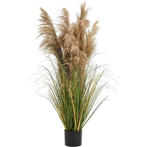 KOL Artificial Pampas Grass, 4ft Reed Plant, Indoor Outdoor Fake Onion Grass, 47.2’’ Home Office Wedding Garden Decor, Lifelike Plants Flowers in Pot Faux Dried Plant Greenery, Housewarming Gift