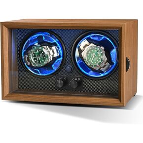 Double Watch Winder for Automatic Watches – Quiet Motor, Wood Grain Finish Self-Winding Box for Rolex and More, Gift for Watch Lovers