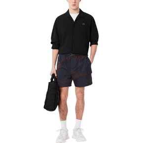 Lacoste Men's Men Royat Fit Ultra Light Cargo Shorts ، Navy Blue & Espresso Brown ، Medium