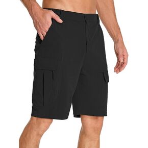 Yevtel Mens Hiking Shorts Safari Quick Dry Cargo Short for Men Stretch Waist Lightweight Fishing Shorts for Men in Kuwait