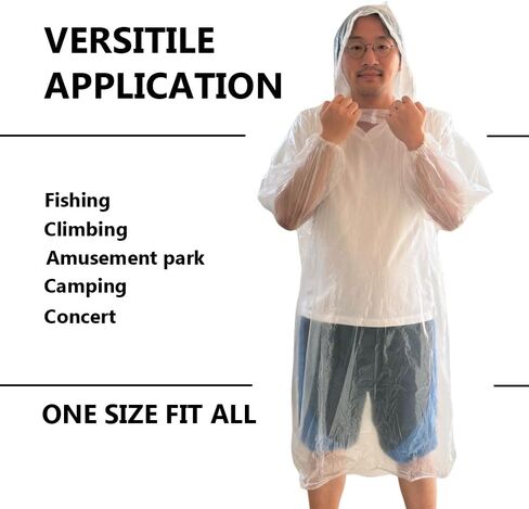 5-Pack Long-Sleeve Disposable Lightweight Raincoat Poncho – Unisex, Waterproof for Outdoor Sports, Camping & Live Events in Saudi Arabia
